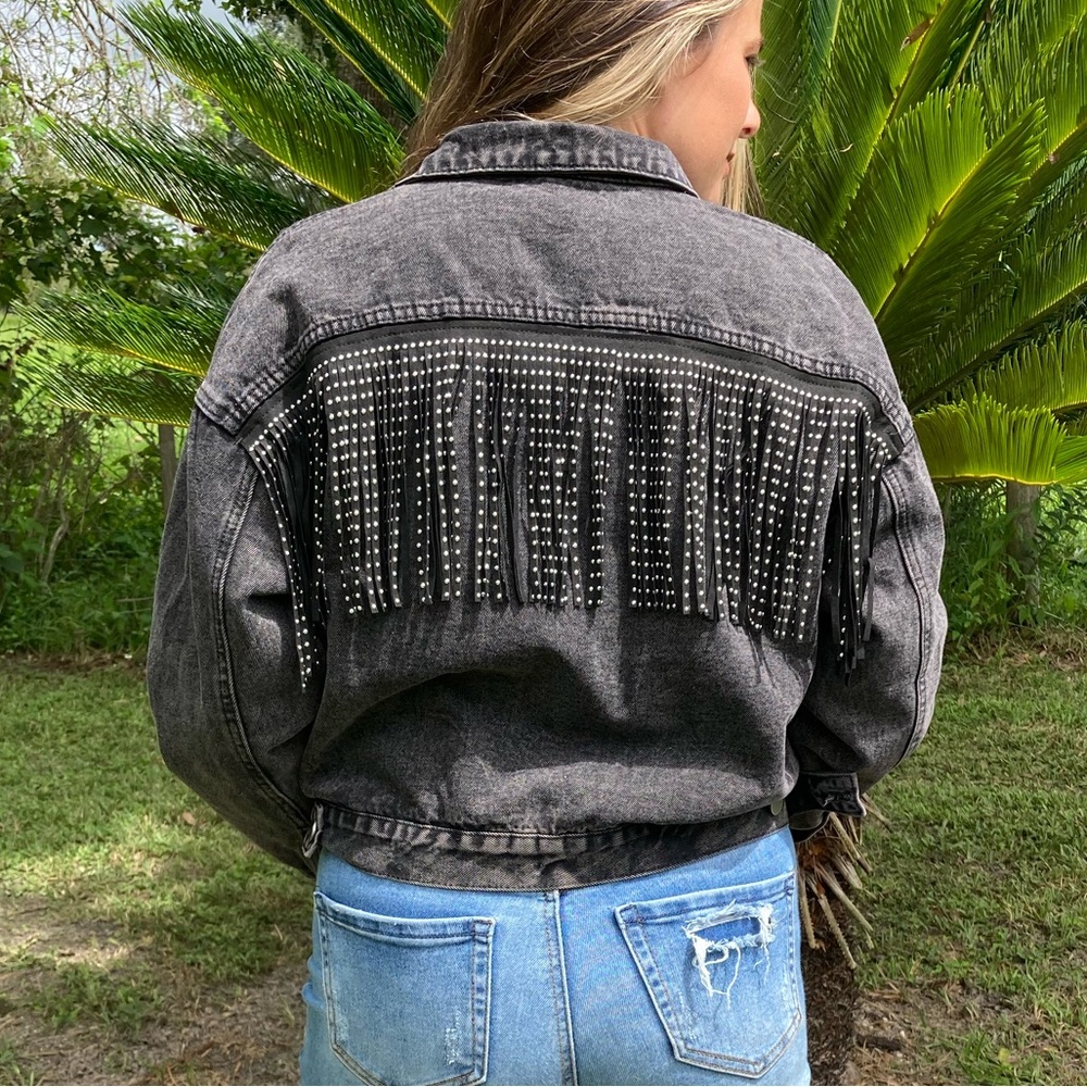 Vintage style black denim jacket